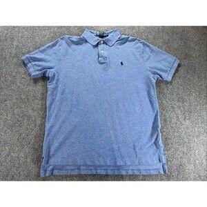 Polo Ralph Lauren Mens Large Cotton Polo Blue w/ Dark Blue Pony